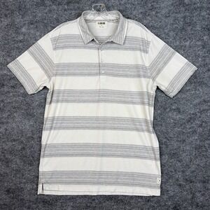 Linksoul Polo Shirt Mens Medium Gray Stripe Cotton Short Sleeve Casual